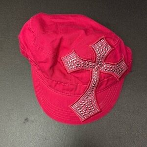 Hot pink hat with cross